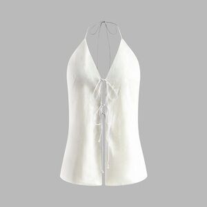 COMMENSE Cotton & Linen Backless Halter Top Size Small NWT